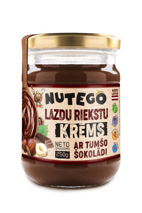 Nutego lazdu riekstu krēms ar tumšo šokolādi 250g